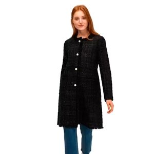 Kate Spade Size 2 NWOT Pearl Button Sparkly Black Tweed Coat